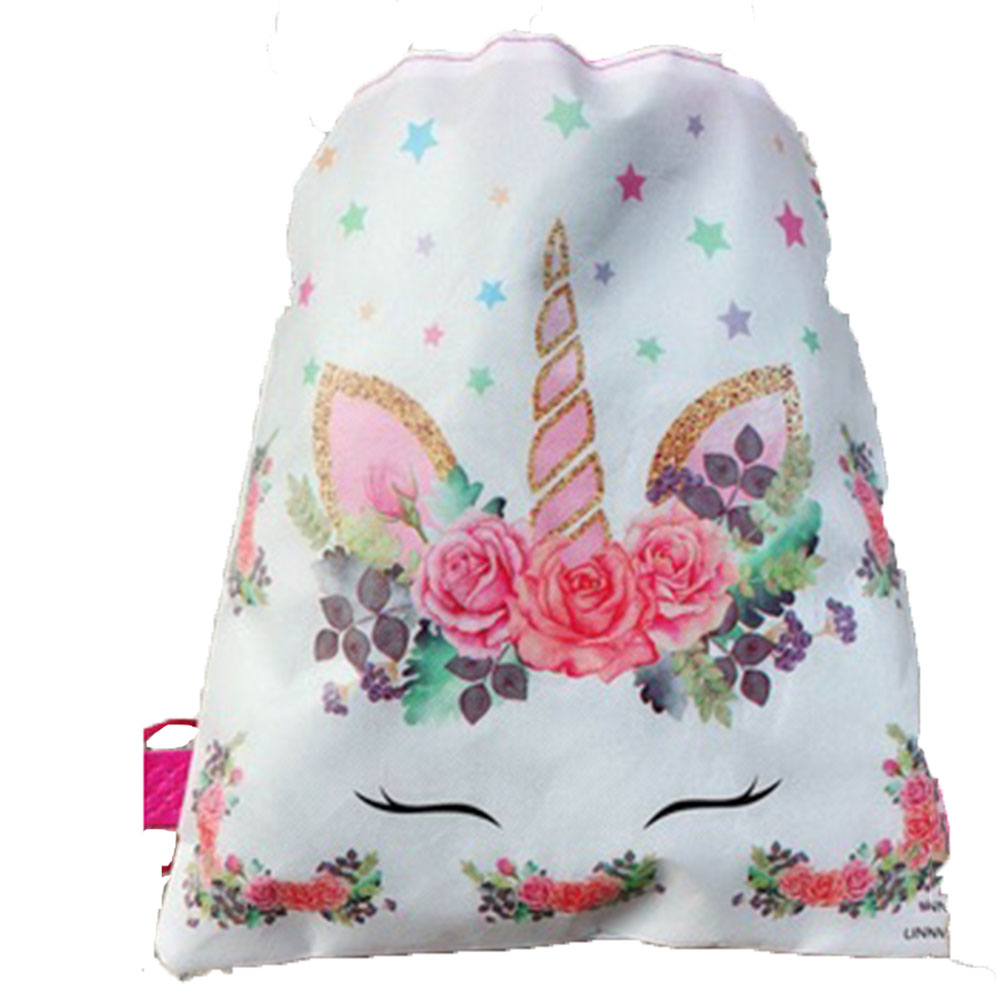 Unicorn Drawstring bag for Girls Travel Storage Package Cartoon School Backpacks Children Birthday Party Favors: H