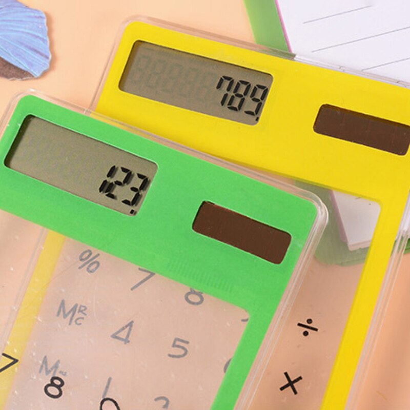 Ultra Slim Mini Transparent Solar Power LCD Touch Screen Student Calculator