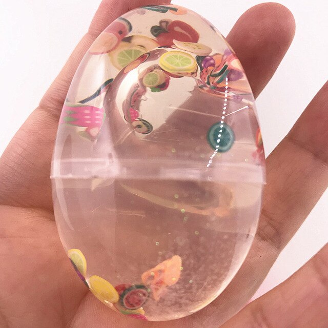 Juguetes Educativos niños Crystal Mucus huevo plastilina transparente Unisex Color sólido no puede comer limo fruta tierra Slimes día: G