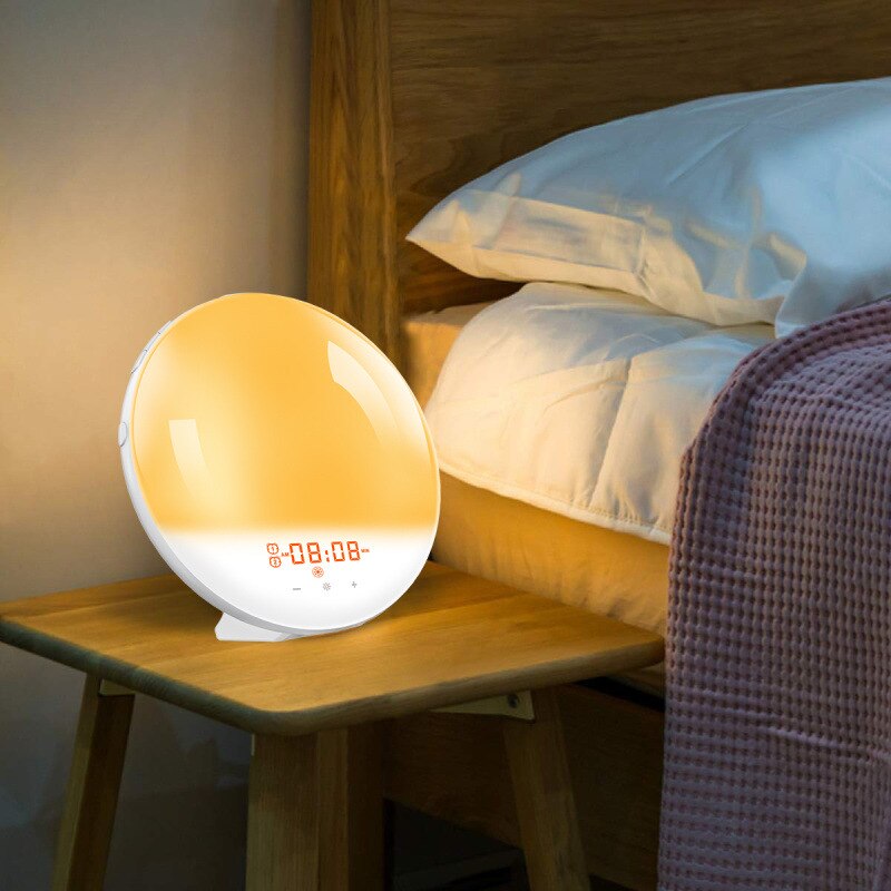 Inteligentny budzik obudź lekki dzień pracy z 7 kolorami radio Fm wschód/zachód słońca inteligentne życie symulacja zegar natura brzmi radio Fm