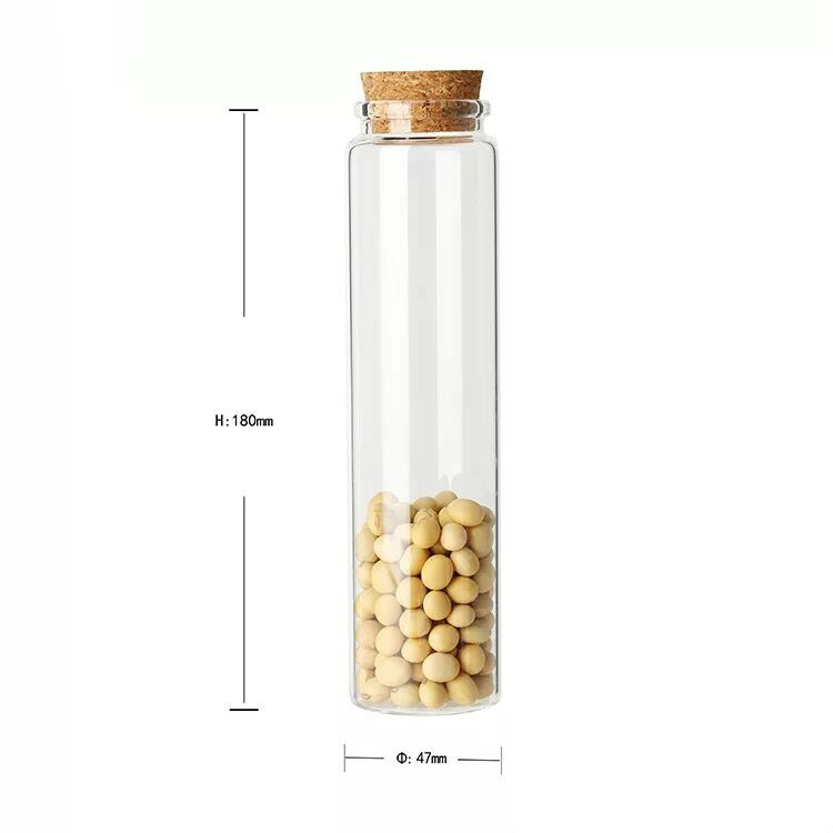Botellas grandes de vidrio con tapón de corcho, frascos de especias vacíos para alimentos, frascos de , artesanías, 50/60/90/100/120/150/200/240ml, 10 Uds.