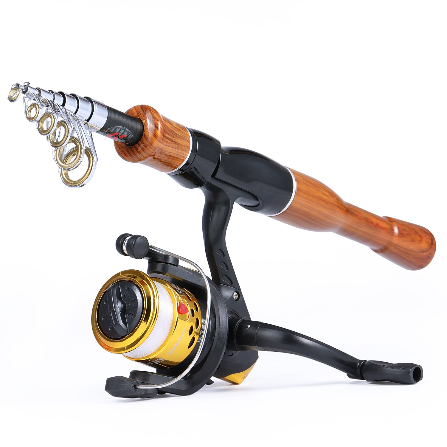 Sougayilang spinning fiske combo 1.6m kolfiber spinnspö och 5.2:1 höghastighets spinning fiskerullar fiske kit pesca: Gul