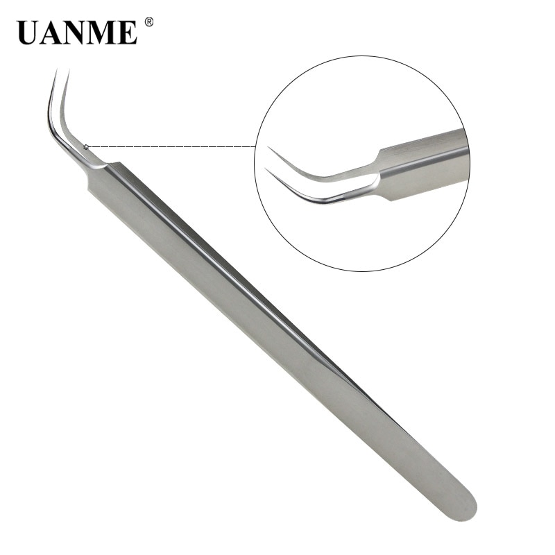 UANME Ultra Precisie Pincet Rvs Gebogen Pincet Tang met Fijne Tip