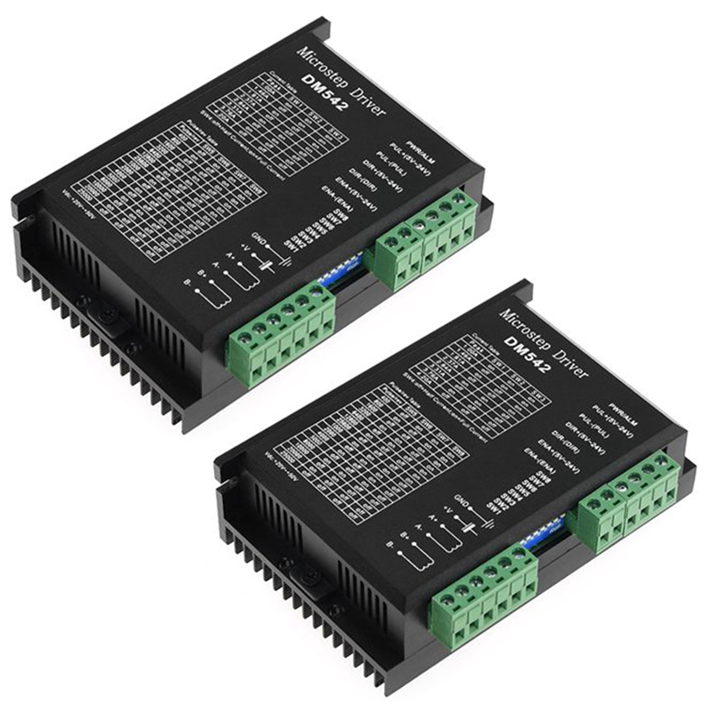 2Pcs DM542 Stepper Motor Controller 2 Phase Digital Stepper Motor Driver for 57 Series Motor
