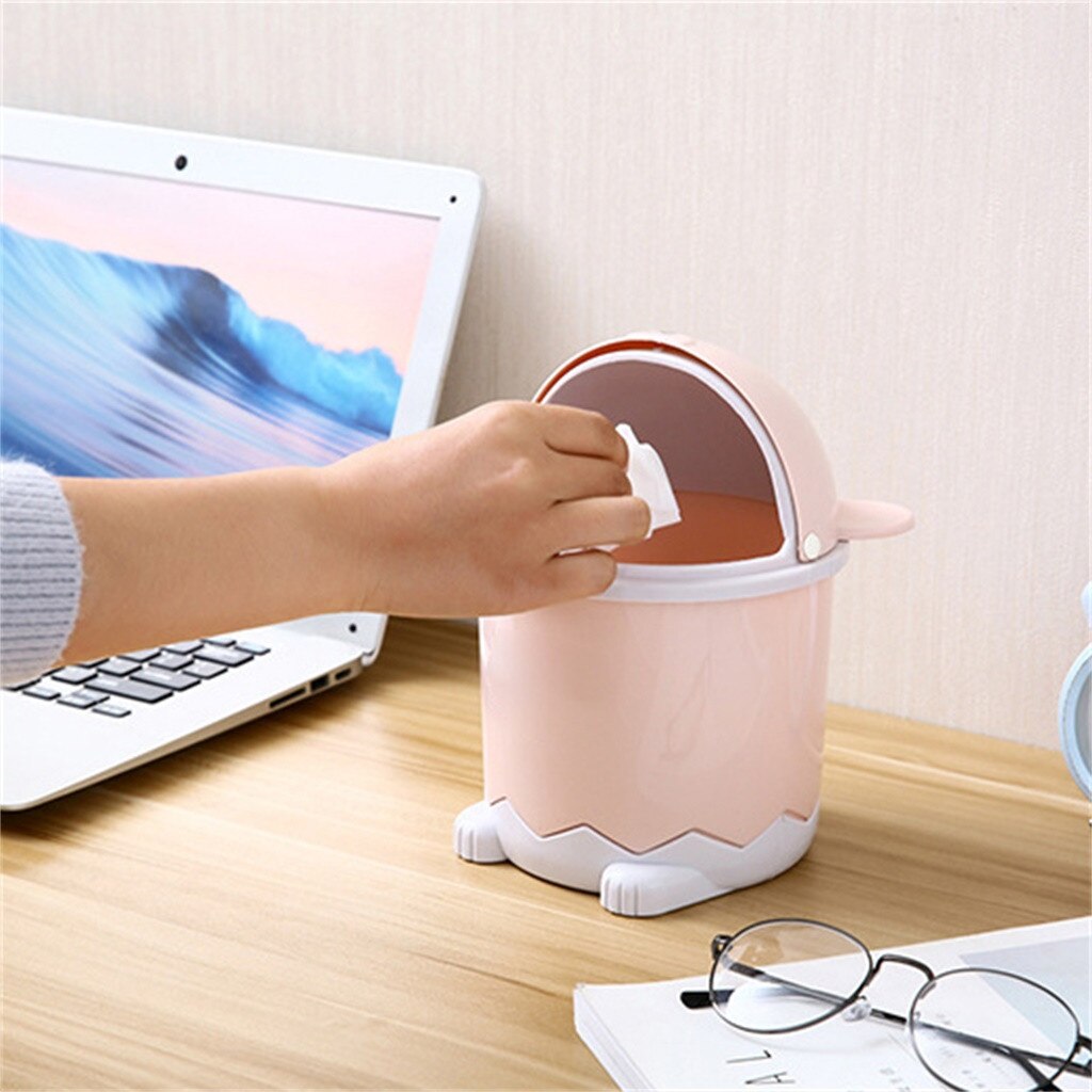 Cubo de basura Kawaii de oso de dibujos animados, Mini cubo de basura portátil, contenedor de almacenamiento