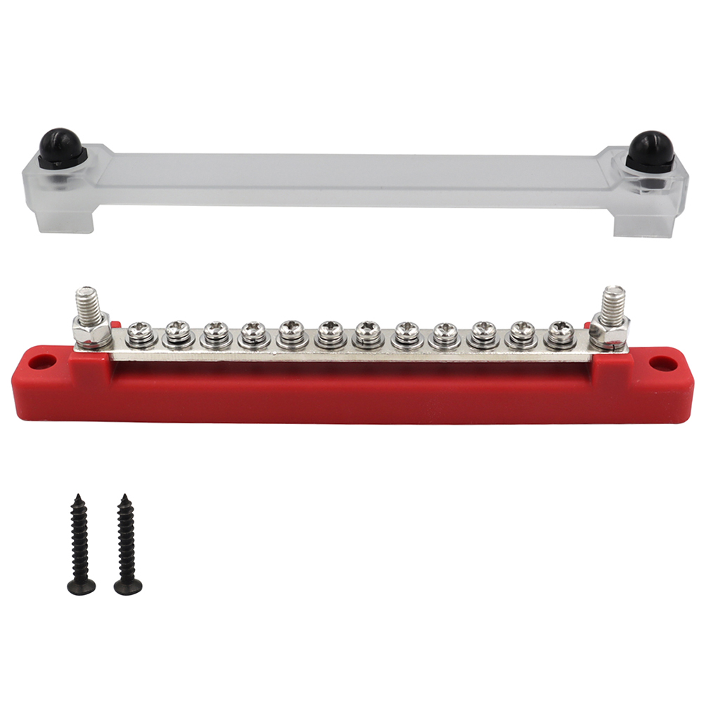Bornier de voiture barre de Bus négatif 12V, bloc de Distribution d'énergie M8 Termianl Bus pour automobile bateau système solaire noir rouge: Argent