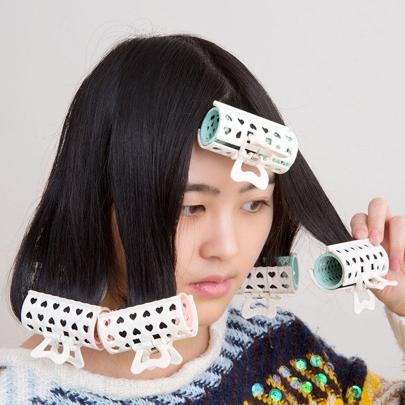 Zelfklevende curler doet geen pijn haar Koreaanse plastic gesp perenbloem air pony plastic curler