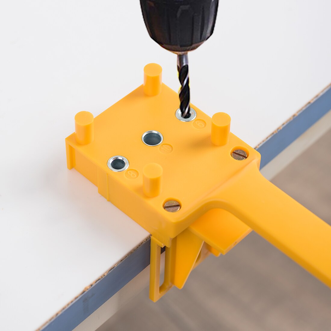 Wood Doweling Jig Handheld Pocket Hole Jig System 6/8/10mm Drill Bit Hole Puncher ABS Plastic Wood Drilling Hole Saw Tools Drill