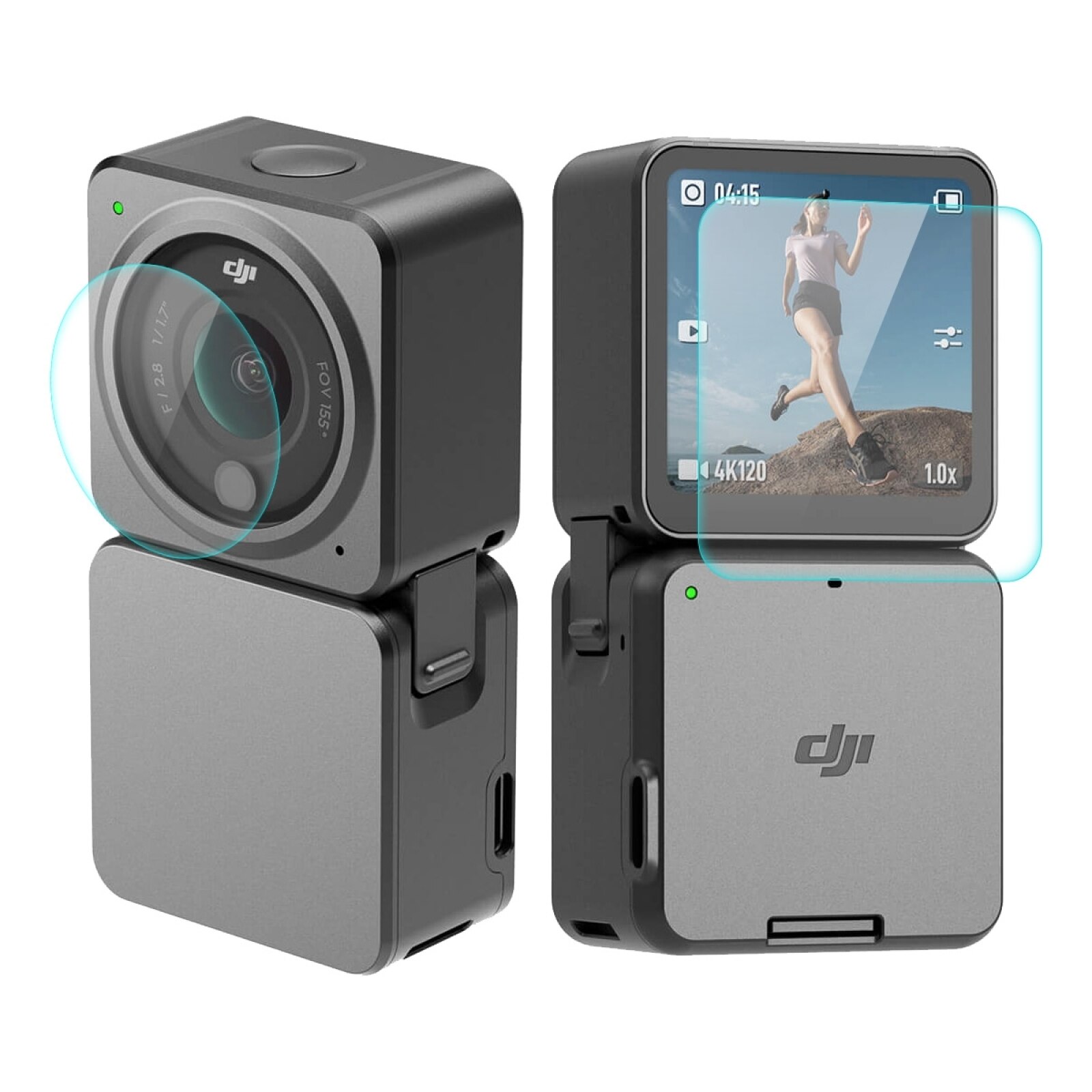 0.2Mm 9H Gehard Glas Screen Film Voor Dji Action 2, Versie: Dual-Screen Combo: Power Combo