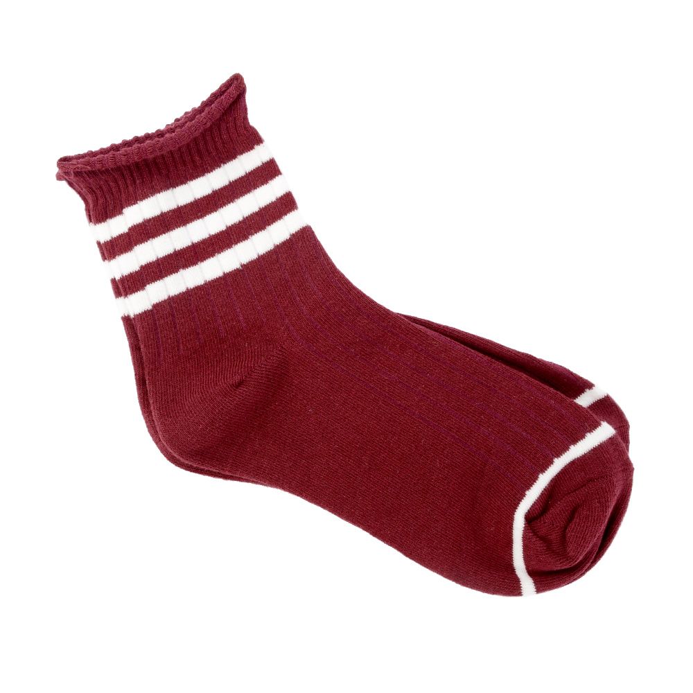 Kvinder pige stribede strømper sok varm elastisk ankel sokker flerfarvet: Rød
