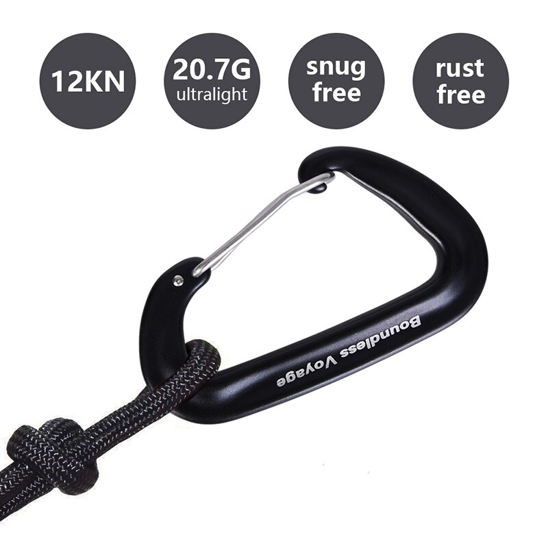 Boundless voyage aluminium legering d-type karabijnhaken met haakvergrendeling voor hangmatten in de buitenlucht, klimmen en kamperen