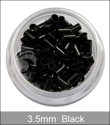 1 botella de Micro anillo de cobre, Micro tubo de enlace de cobre para extensión de cabello con punta de palo, Micro anillo, lazos, negro, 1000 unids/lote
