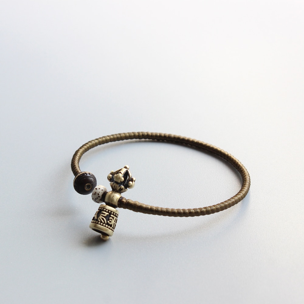 Degsin Tibetaanse Boeddhistische Handgemaakte Koperen Gevlochten Touw Amulet Armband Vajra Charm Bangle Antieke Om Sieraden Voor Mannen Vrouwen