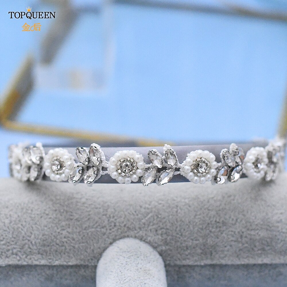 Topqueen  s101- fg kinesisk bryllup hår tilbehør blomster hårbånd til kvinder hår bøjle barok bryllup pandebånd hår smykker