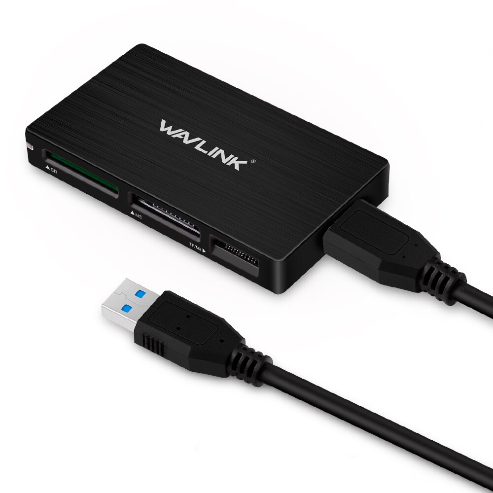 Wavlink All in 1 USB 3.0 SD TF SD SDXC SDHC MS CF M2 Kaartlezer Adapter High Speed Memory kaartlezer met 50 cm Verlengkabel