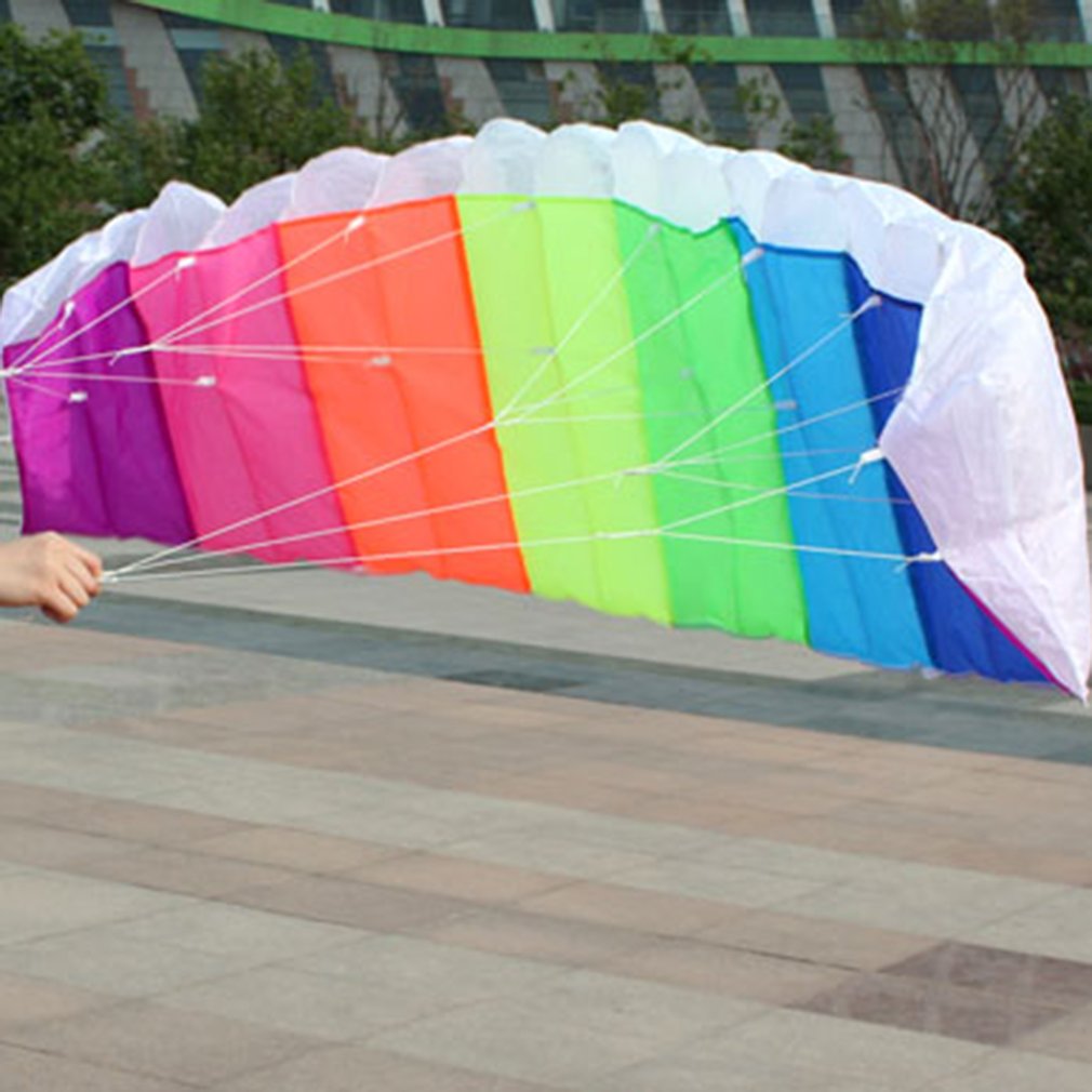 1.4/2/2.7m regenbogen-doppelleinen-kitesurf-stunt-fallschirme, weicher parafoil-surfdrachen, sportdrachen, großer outdoor-stranddrachen