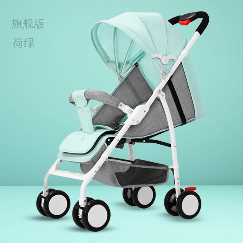 Baby Stroller Ultra Light Portable Can Sit Reclining Baby Umbrella Folding Shock Absorber Children Trolley Kinderwagen: green 1