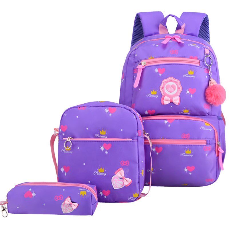 3 teile/satz Schule Taschen für Teenager Mädchen Oxford Nylon Rucksäcke Große Kapazität Schule Rucksack tasche Rucksack mochila: Violett