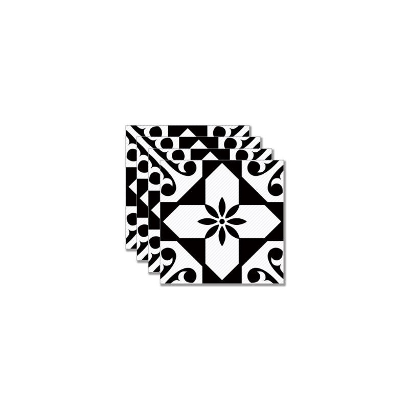 4 stuks zwart-witte bloem pvc keramische tegelstickers antislip keper vloerlijm  m0xd: 3