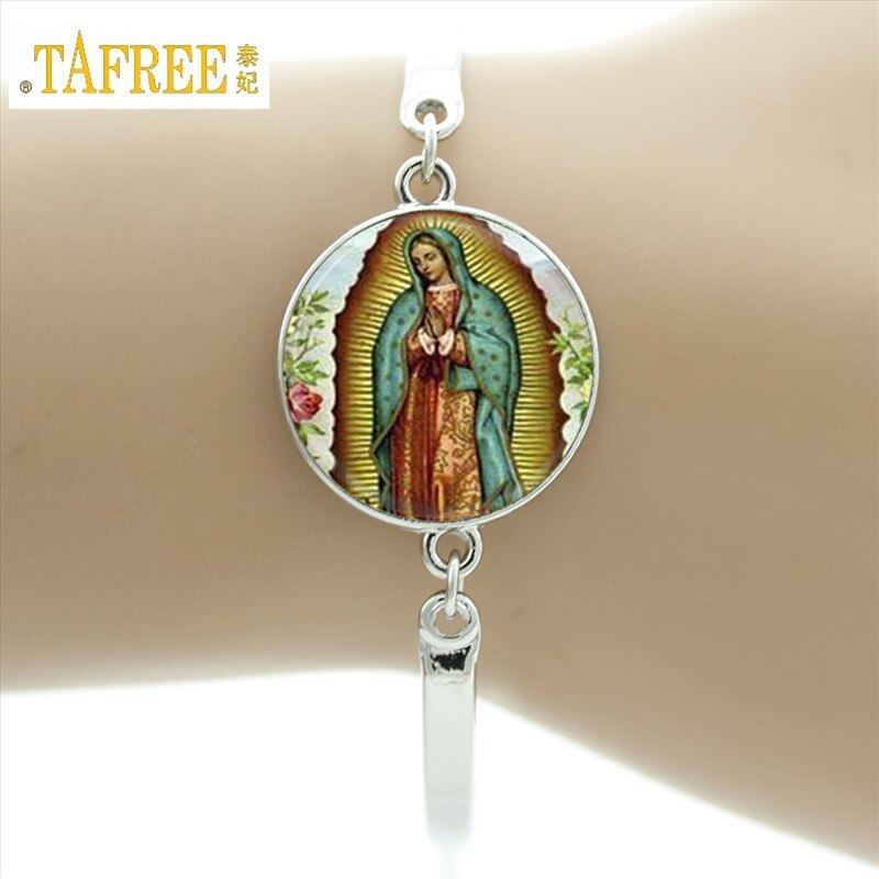 TAFREE marca nostra signora di glas bracciale vergine madre maria religiosa cattolica cupola di vetro braccialetto madonna gioielli con ciondoli D1010: D1010