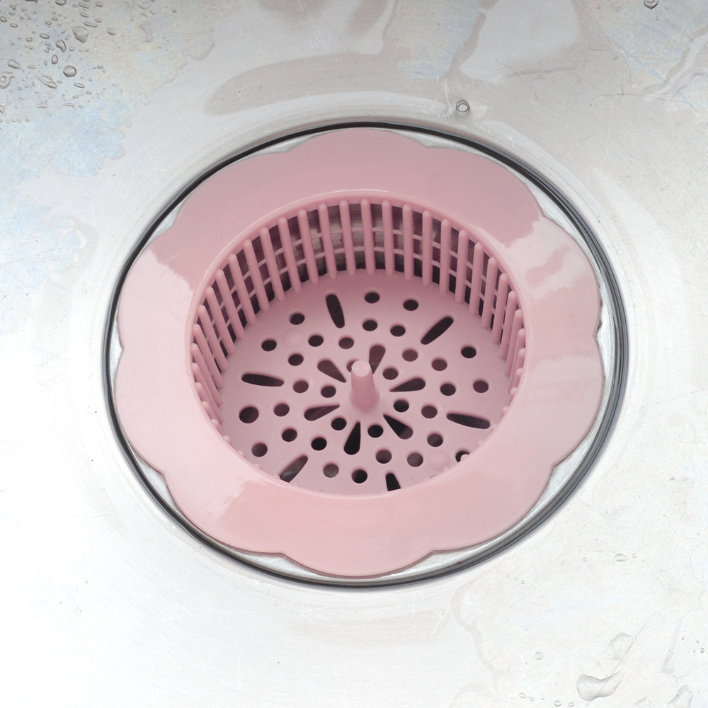 Køkken blomst type vask filter kloak vask gulvafløb anti-tilstopning hårfilter: Lyserød