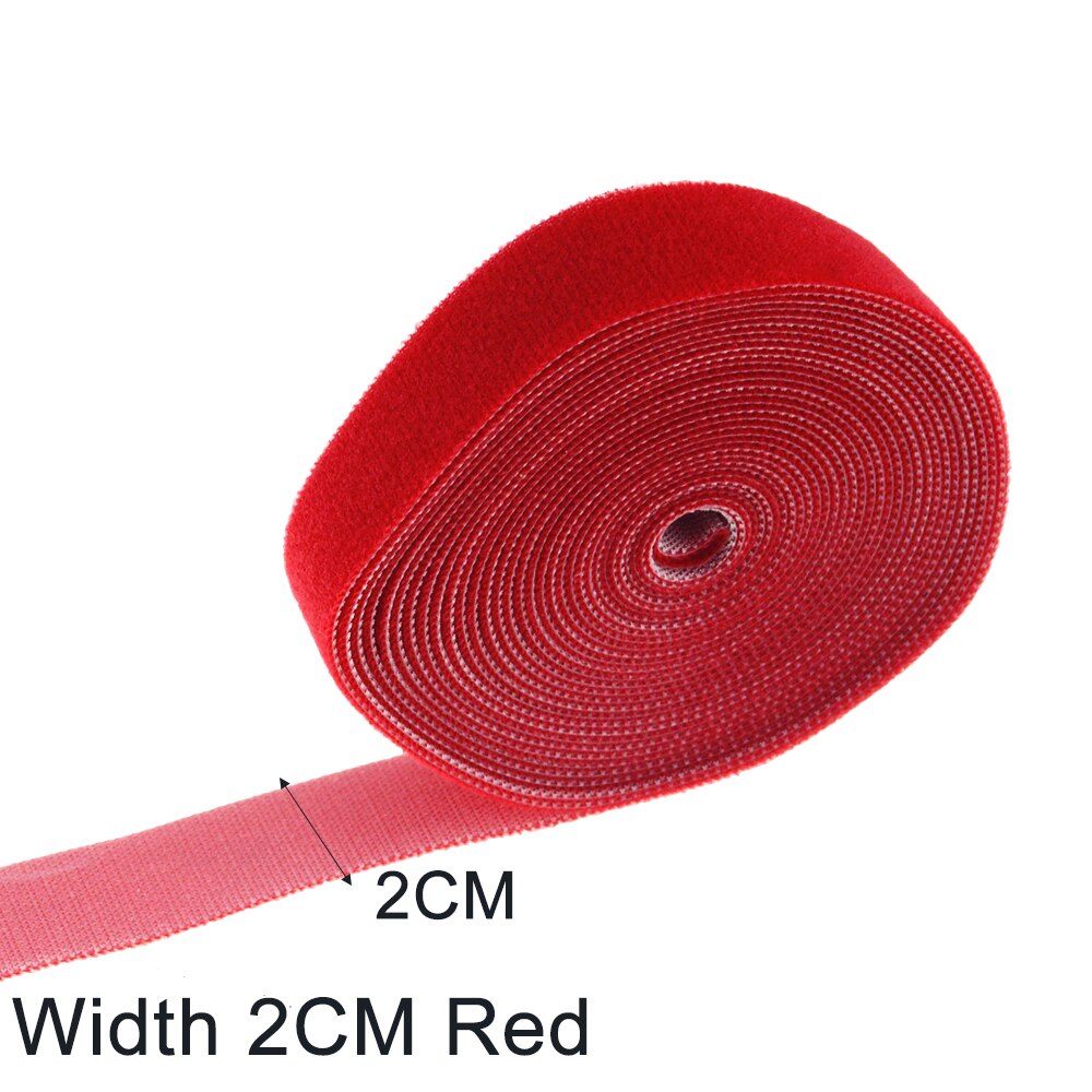 5M/Roll 2 Cm Breedte Plastic Magic Zelfklevende Tape Terug Naar Klittenbandsluitingen Diy Nylon Kabel clip Ties Wire/Desktop Management: Red Wide 2CM