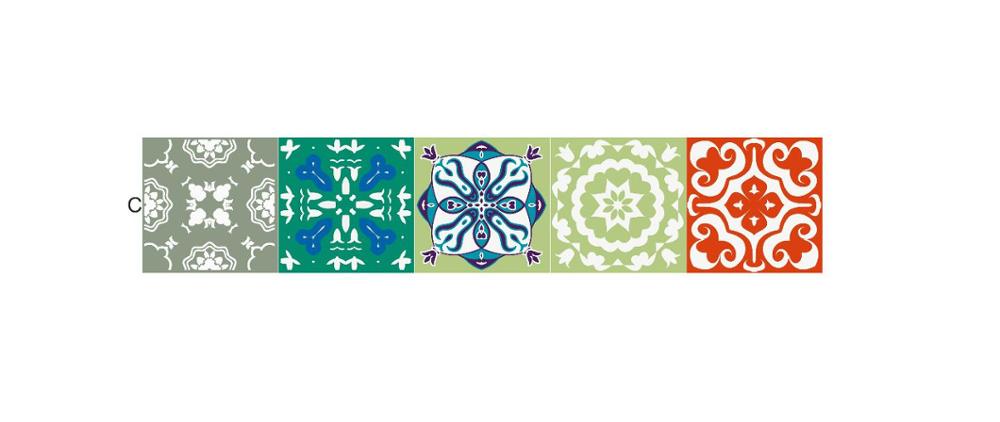 10/15/20cm Colorful Retro Tiles Wall Sticker Kitchen Bathroom Tile Waist Line Wallpaper Waterproof Waist Line Art Mural Poster: MZ010       C / 15cmX75cmX1pcs