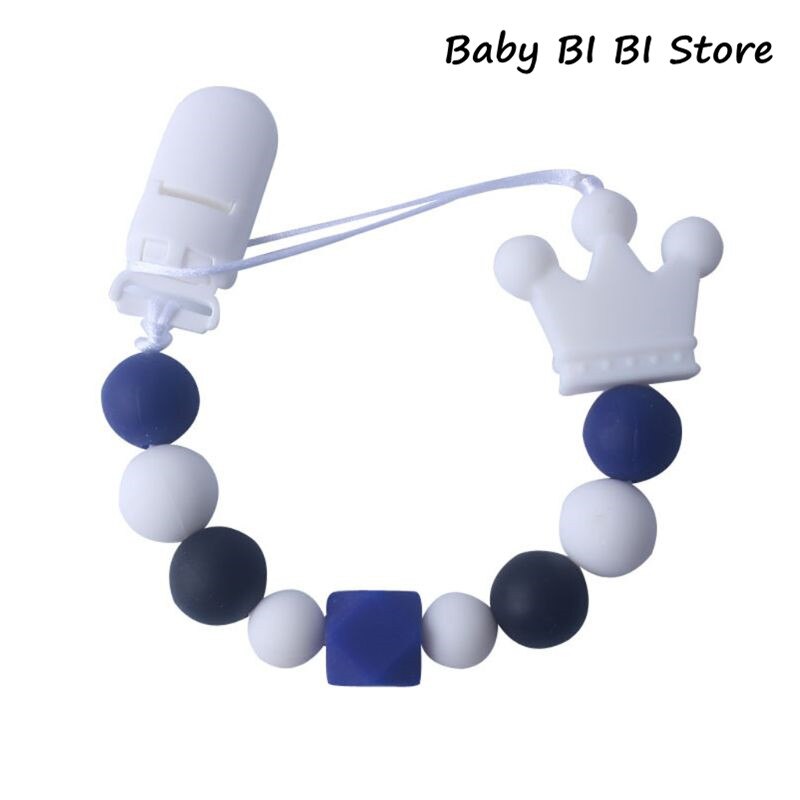 Baby produkter silikone sut kæde spædbørn vedhæftning anti-drop anti-mistet kæder nyfødt badning: Hvid