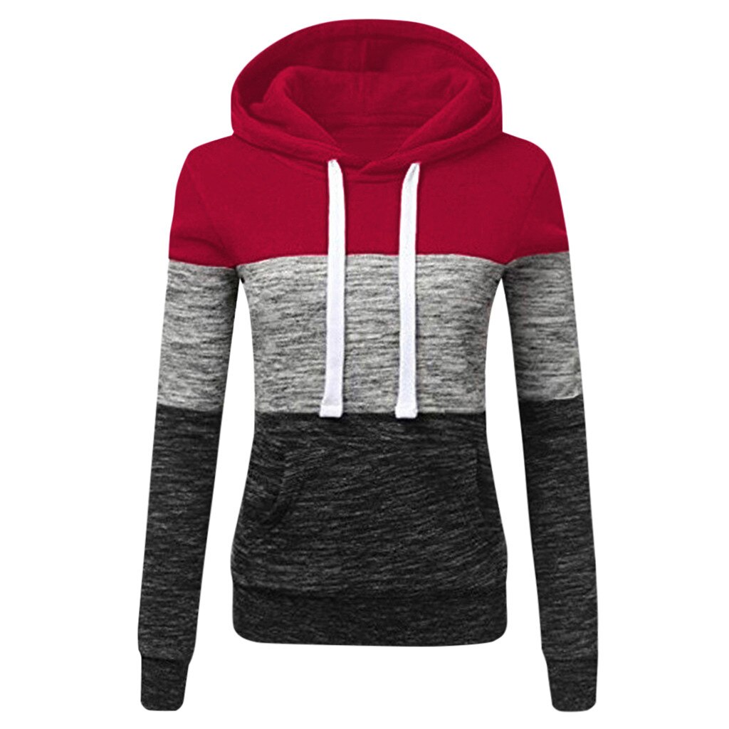 Sweat-shirt à capuche pour femmes, à la , Patchwork, Blouse d'hiver: D / XXL