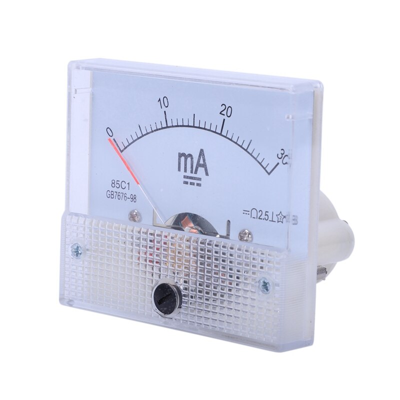 2X DC 0-30MA Analog Current Panel Meter Ammeter 85C1 30MA, White