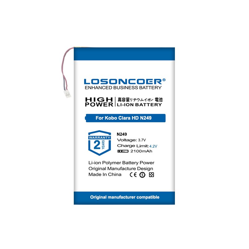 Losoncoer 2100Mah Voor Kobo Clara Hd N249 Batterij Ereader E Book Reader