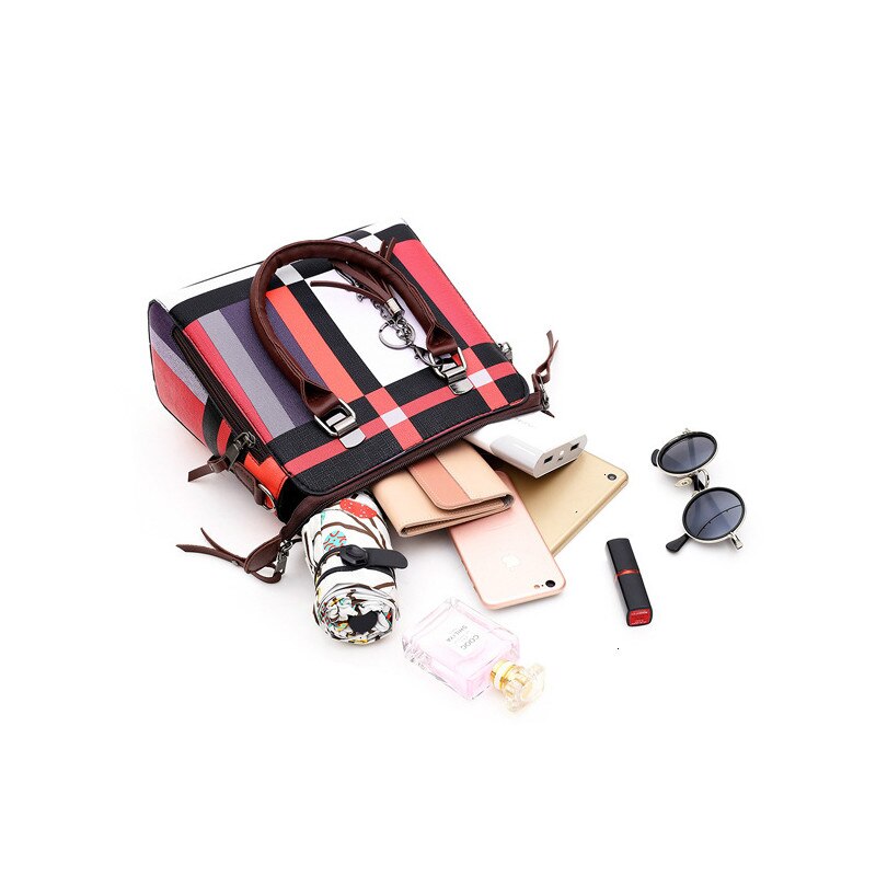 Composite Bags for Women Luxury Handbags Women Bags Crossbody Bag Female Plaid Tassel Summer Beach Bag Tote Handbag Set