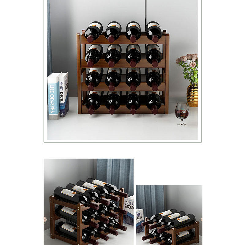Red Wine Rack Wooden Grid Display Rack Household Wine Storage Cabinet Shelf For Home Kitchen Wine Cellar Dining Room Countertop
