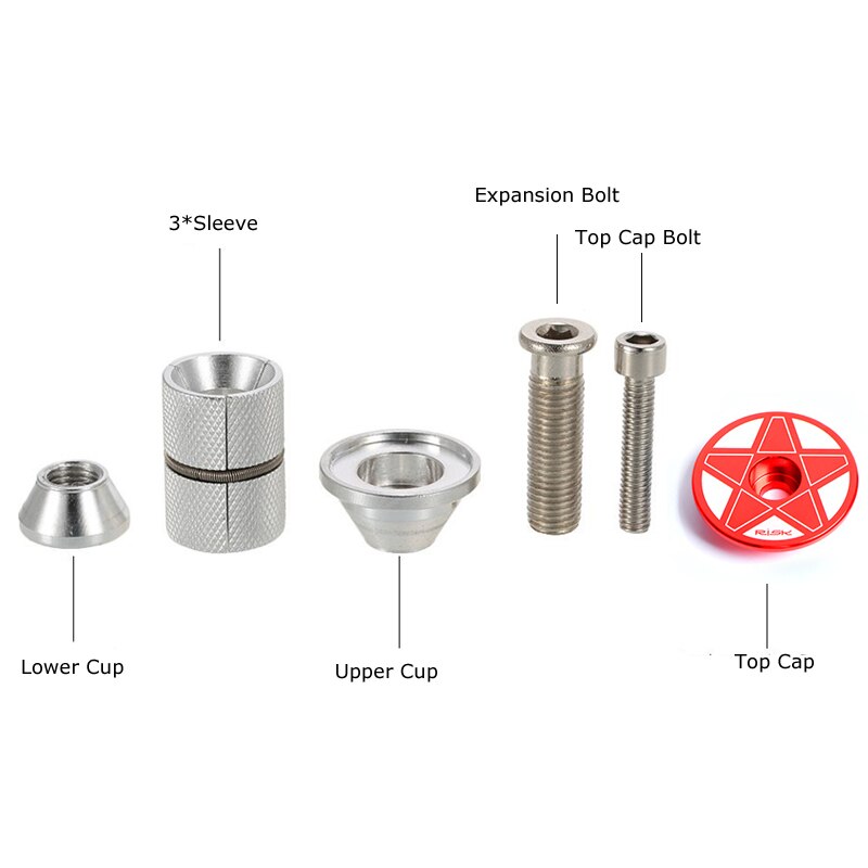 Fiets Vorkbuis Headset Stem Richter Ster Moer Expander Expanding Moer Compressie Compressor Plug Met Bout & Top Cap