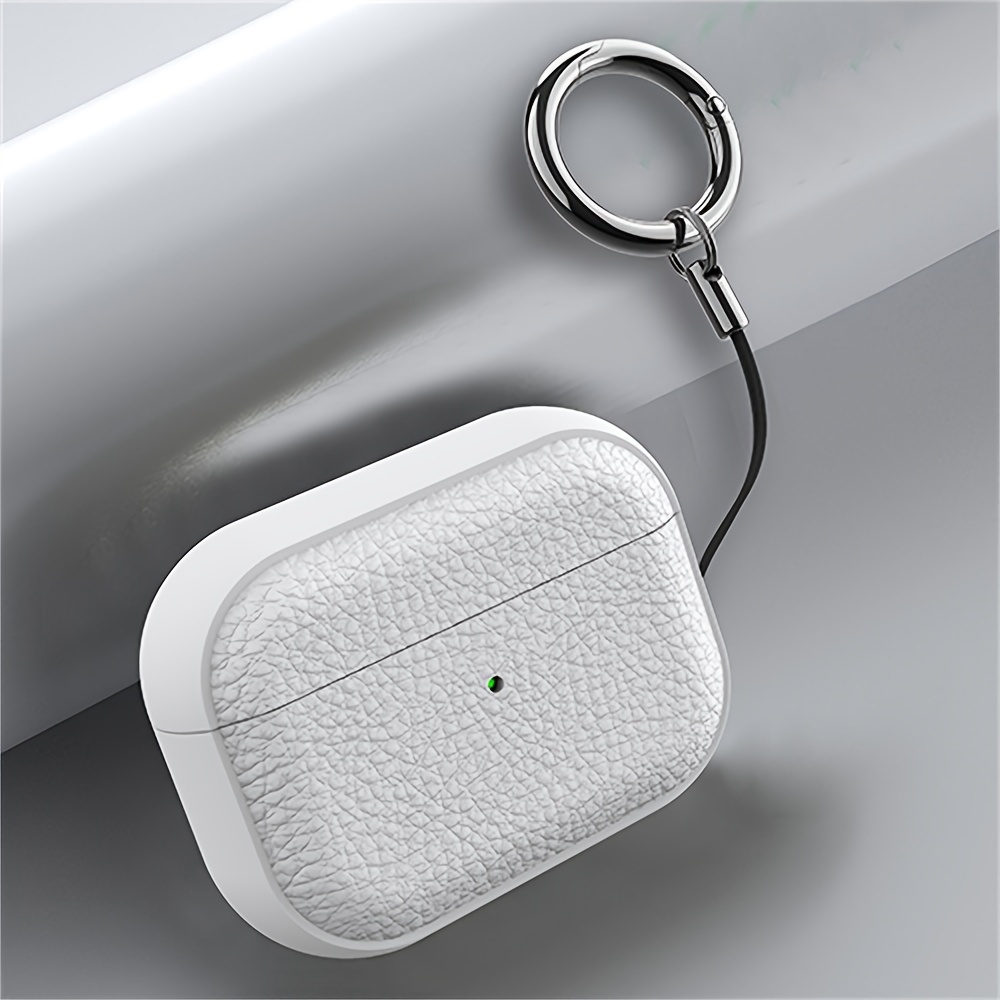 Lyxigt hörlursfodral med litchihudsmönster till airpods 1 2 3 med hänge, skyddande skal, mjukt fodral till airpods pro 2: 3xs / Brun