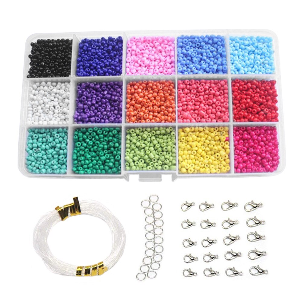 Montessori glasfrø perler smykker gør 15 farver 3mm/24 farver 2mm børn håndlavede rundt glas frø – Grandado