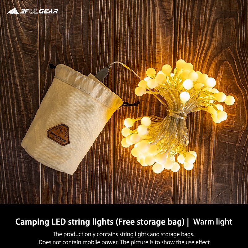 Barraca de acampamento com iluminação led 3f ul gear, 10m, luz de acampamento, alimentação móvel usb, churrasqueira, barraca, festa de aniversário: Warm light