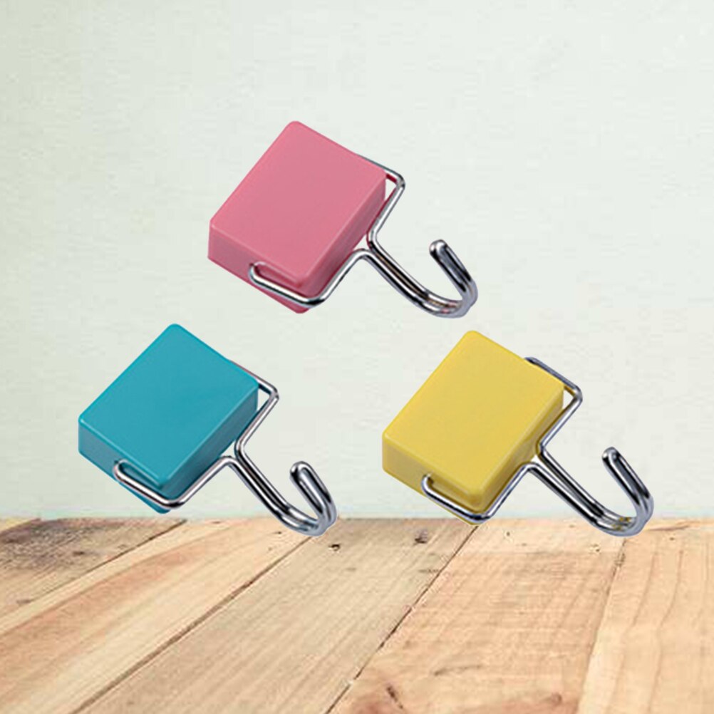 3Pcs Magnetic Hooks Wall Mounted Coat and Hat Hanger Towel Hanger Clothes Hooks for Bathroom Living Room Kitchen