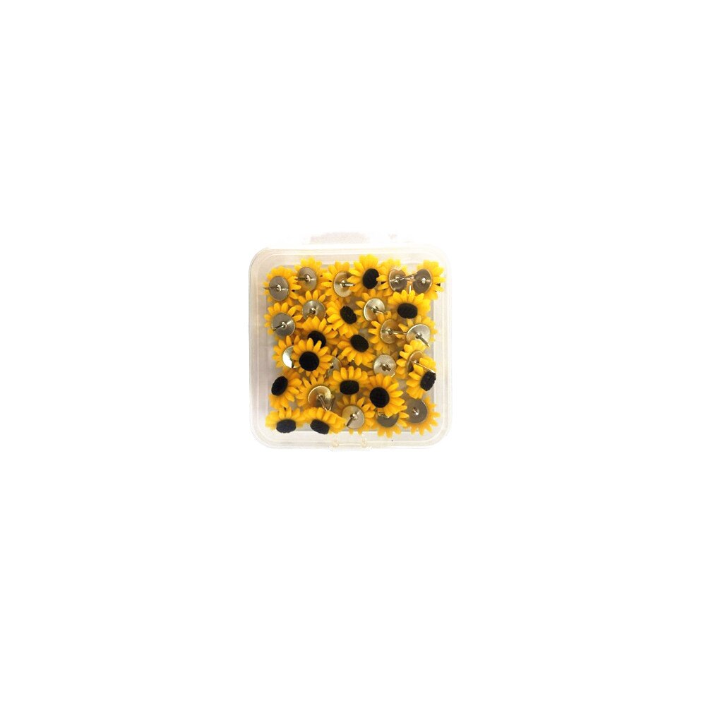 Sunflower Shape Push Pins Decoration Tack Board Bulletin Board Pins PushPin Drawing School Office Binding Supplies: Sunflower-30pcs