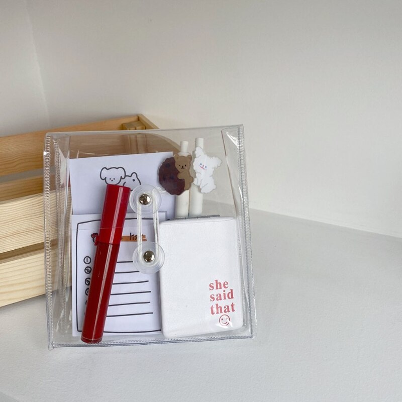 Draagbare transparante pvc etui voor pennen, cosmetische make-up, muntzakje, portemonnee  lx9f