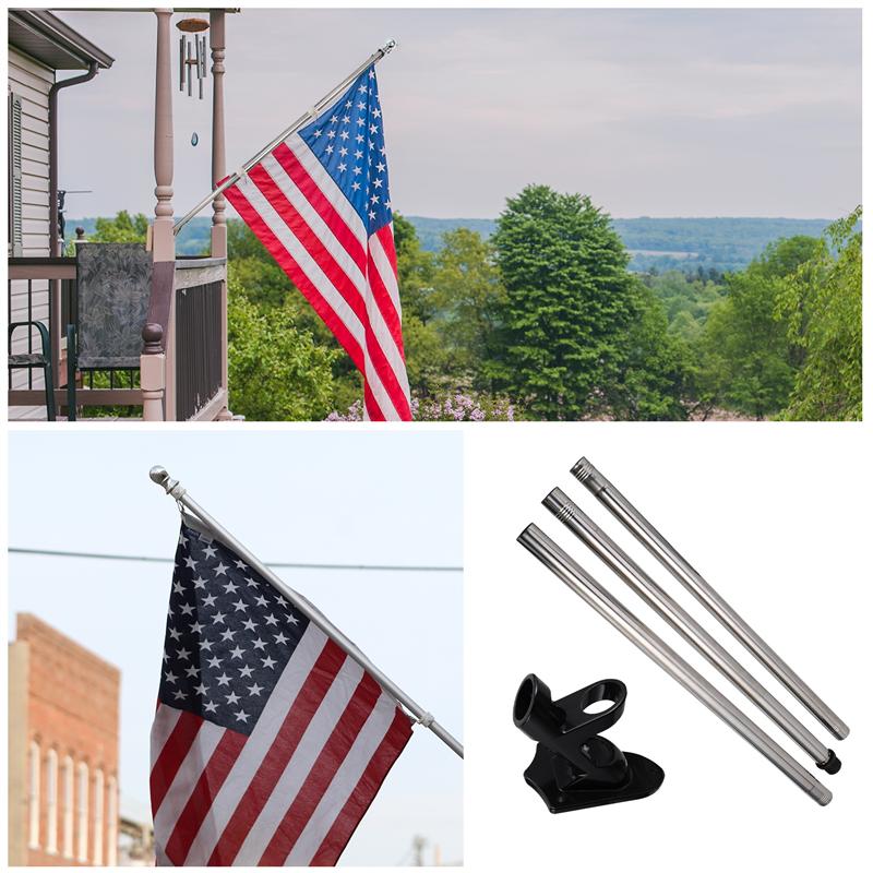 1 Set Stainless Steel Durable Wall Mount Flag Pole Outdoor Flag Holder Yard Flag Stand