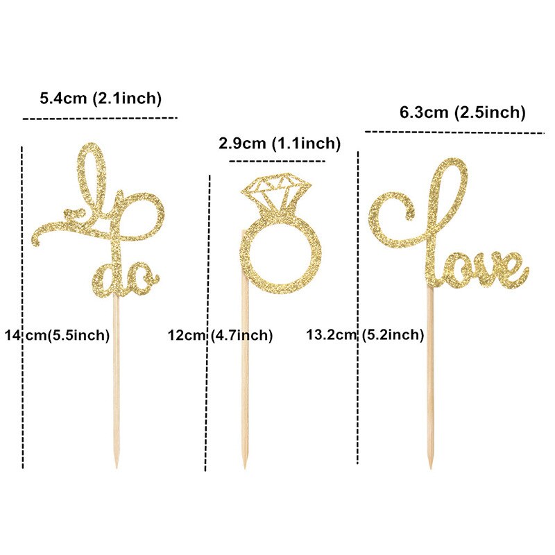 12Pcs Wedding Decoration Diamond Cupcake Toppers Love Cake Topper Bridal Shower Birthday Party Decorations Hen Party Favor
