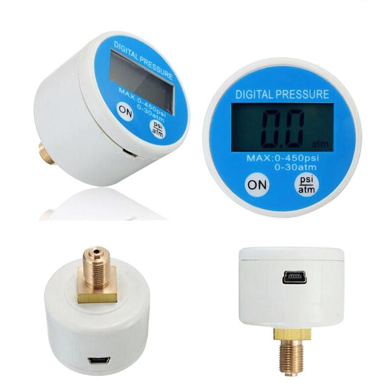 Manómetro Digital LCD de 40mm, 450psi/30atm, minifuente de batería de 3V, manómetro con USB RS232