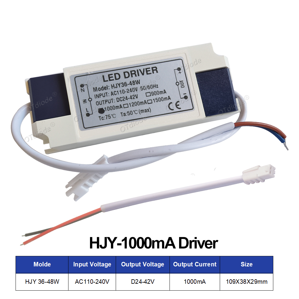 110v 220v 36w 40w 45w 48w led-driver  dc24-42v 900ma 1000ma 1200ma 1500ma flimmerfri strømforsyning ekstern lystransformer: Sort / 380v