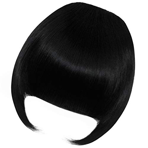 Extensions capillaires synthétiques à frange pour femmes, postiche à frange plate avec frange frontale: 1B