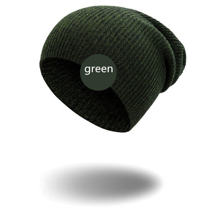 Gebreide hiphop hoed dames warme winter casual acryl casual gehaakte skimuts zachte losse gestreepte damesmuts herenmuts: Groente