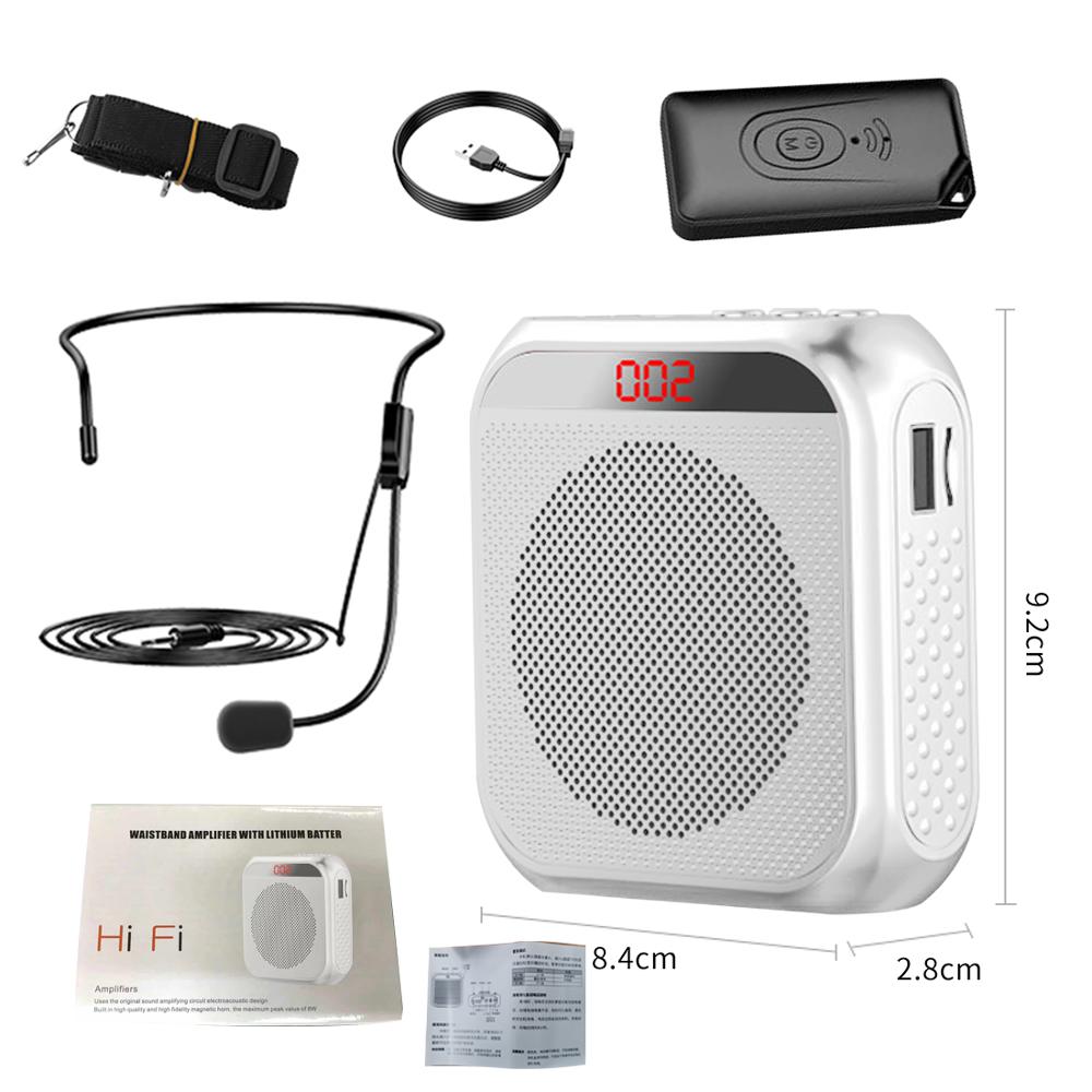Bluetooth Voice Amplifier Wired Microphone Teacher Microphone Loudspesker with Loud and Clear Sound Amplifier for Instructor: White wireless