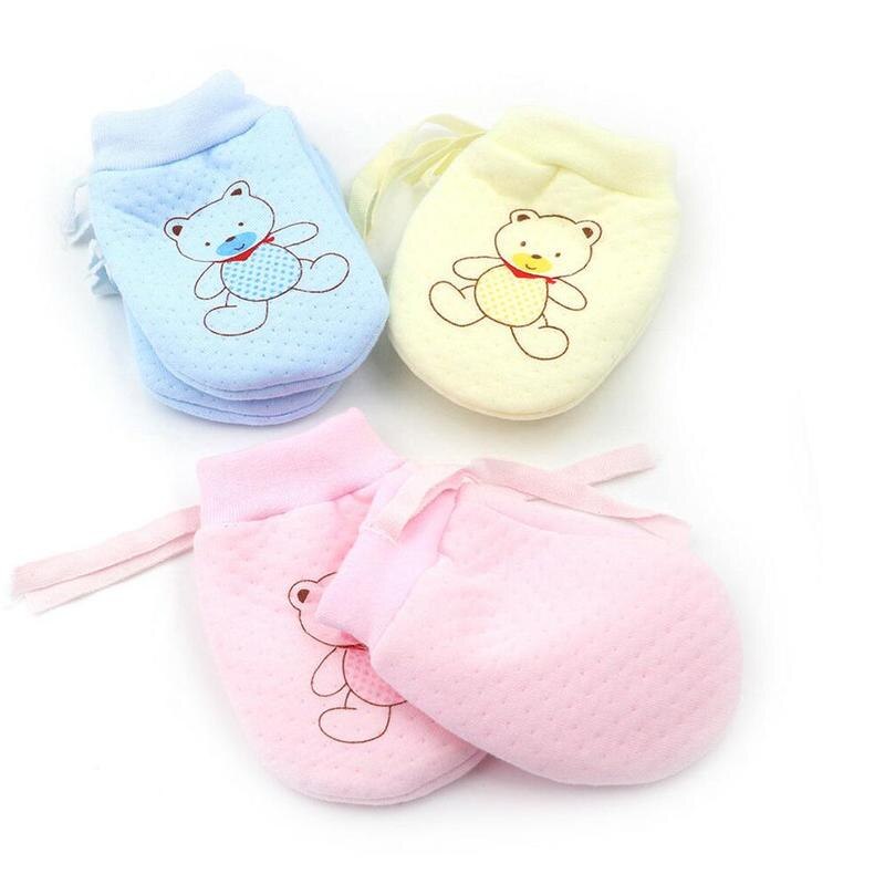 Baby Drawstring Cotton Gloves Winter 12 Months Newborn Anti-scratch Soft Face Warm Rope Thicken Gloves Adjustable Infant G7W8