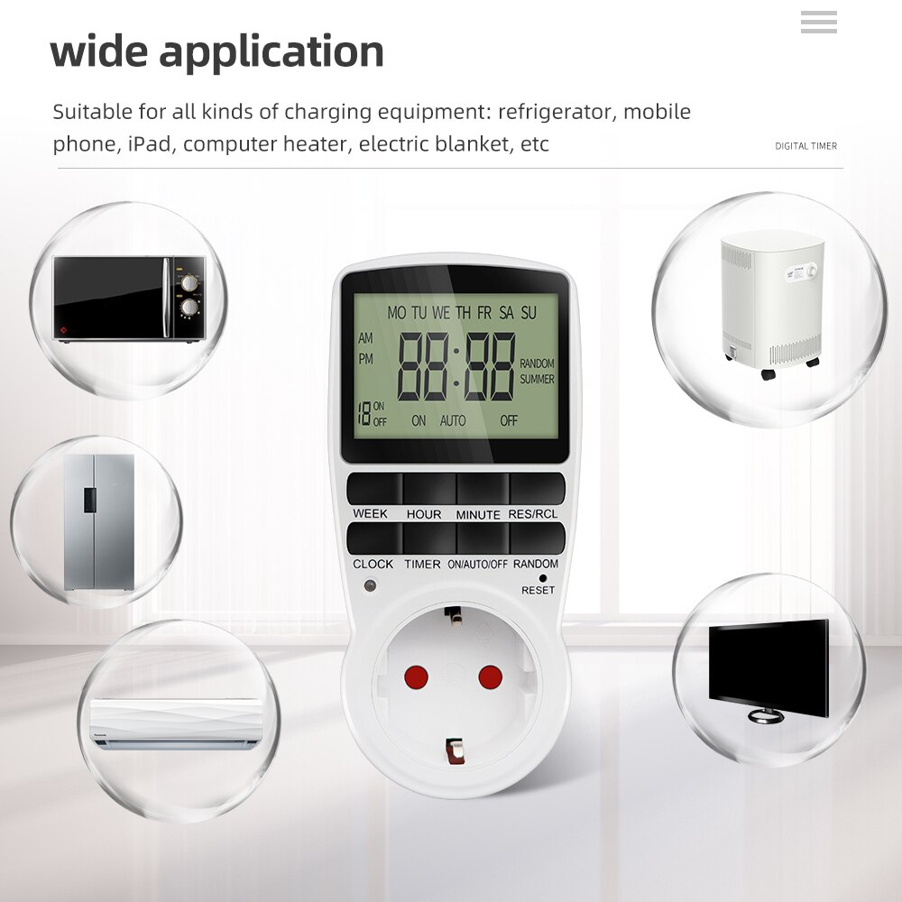 Elektronische Digitale Timer Schalter Countdown Einstellung Steckdose Küche Timer Steckdose Programmierbare zeitliche Koordinierung Steckdose Steuerung EU UNS Stecker