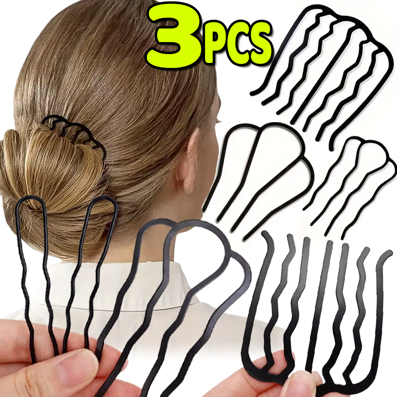 Clip de tenedor de pelo de Metal negro para mujer, peines de pasador de pelo de novia, ganchos de Clip de horquilla para moño desordenado, peines laterales, palos Updo, herramientas de estilismo para el cabello